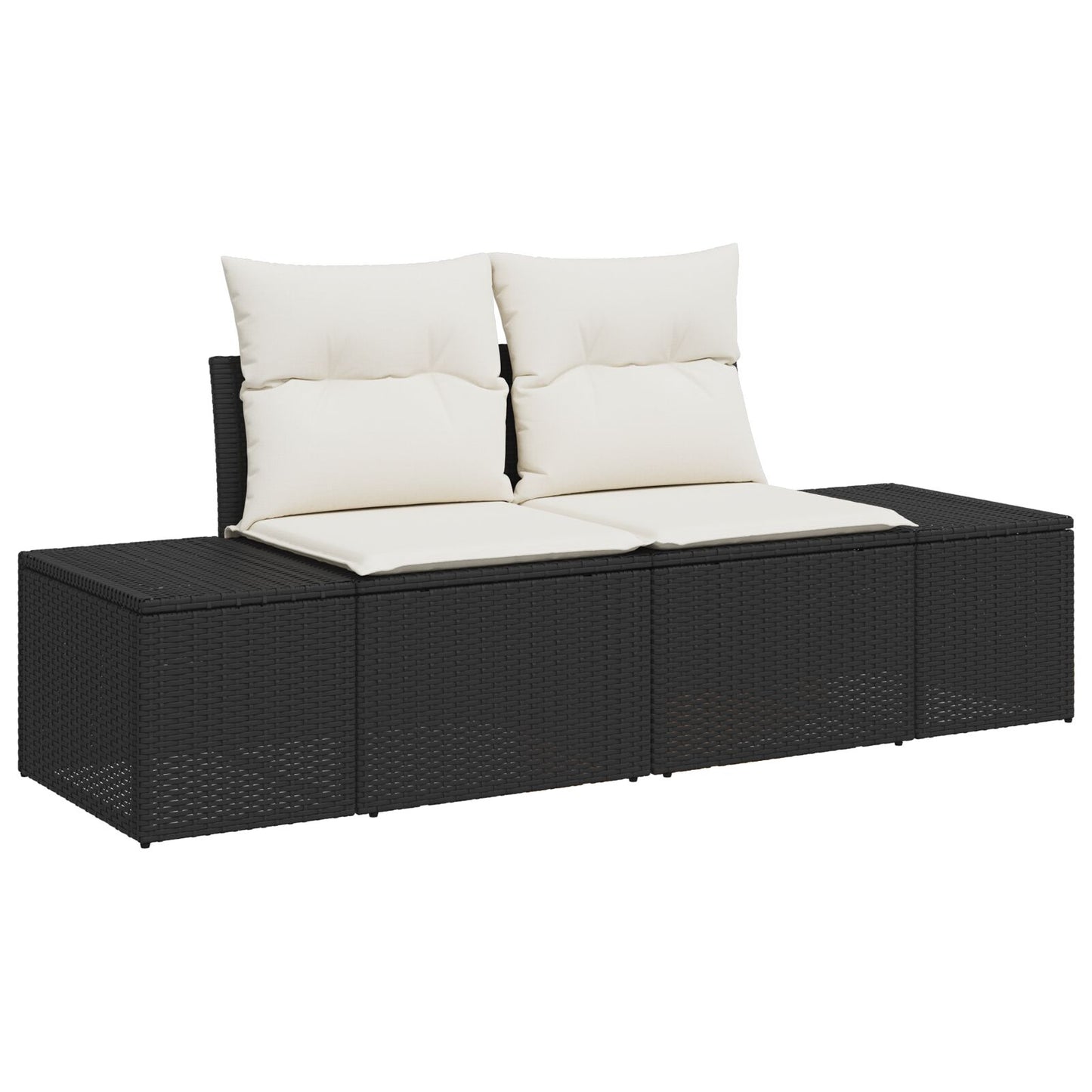 4-Delige Tuinbank Set Met Kussens Bruin Poly Rattan Zwart en Wit met tafel