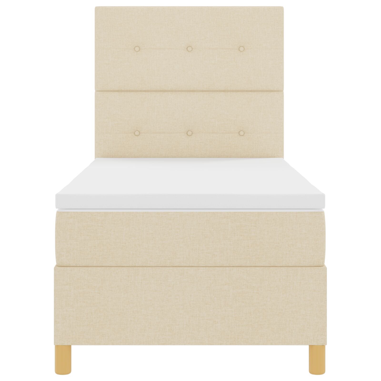 Boxspringbed Met Matras Crème 90X200 Cm Stof Blauw