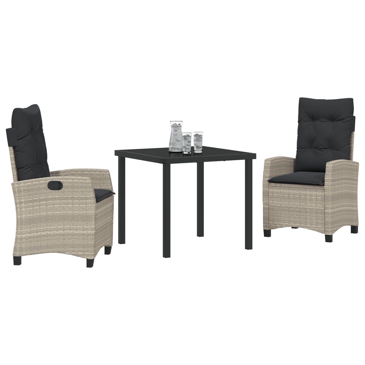 3-Delige Tuin Dining Set Met Kussens Lichtgrijs Poly Rattan