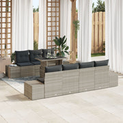 Loungeset poly rattan 8-delig lichtgrijs