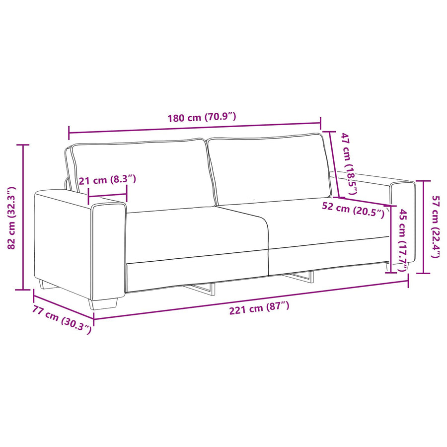 180 Cm Linnen 3-zitsbank 3