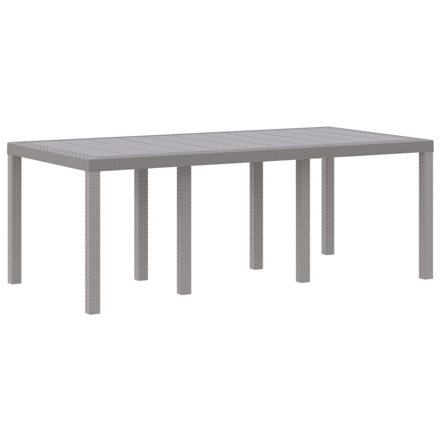 7-Delige Tuin Eettafel Set Met Kussens Lichtgrijze Poly Rattan