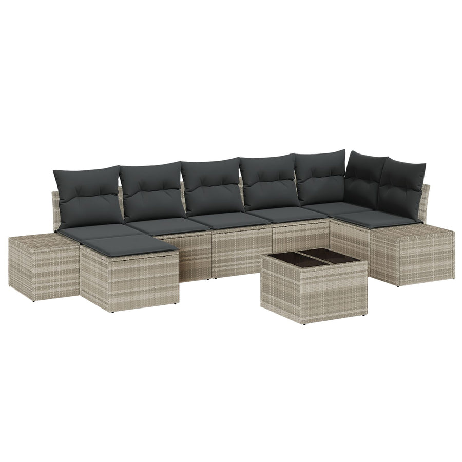 Tuin Sofa Set Set Van 8 Lichtgrijs Rattan, Polyester