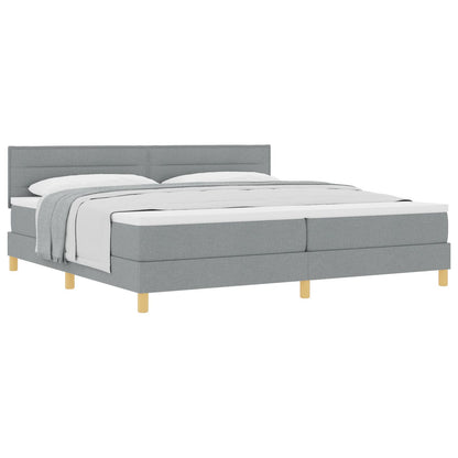 Boxspringbed Met Matras Stof Lichtgrijs 200 x 200 cm Lijnen ontwerp