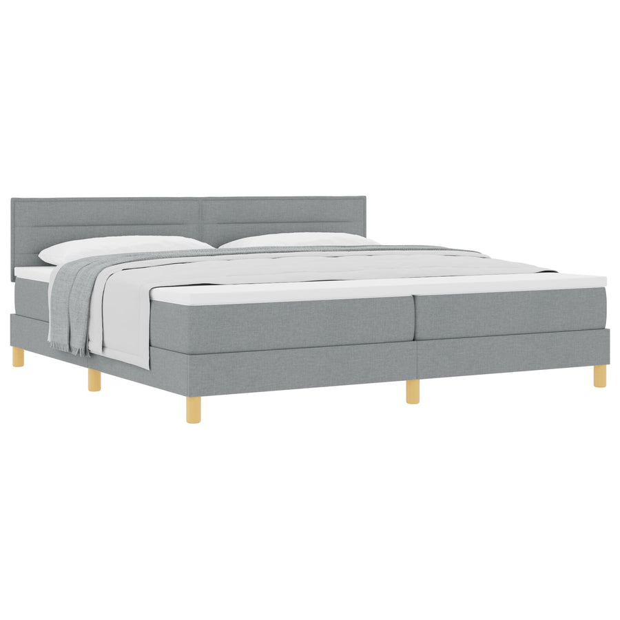Boxspringbed Met Matras Stof Lichtgrijs 200 x 200 cm Lijnen ontwerp