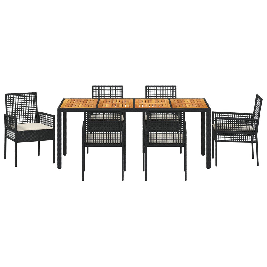Eetset Set Van 4 Zwart En Crèmekleurig Rattan En Staal