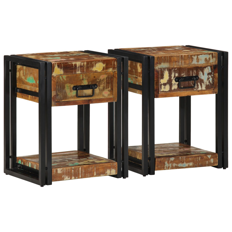 Nachtkasten 2 Stuks 40 x 35 x 50 cm Massief gerecycled hout