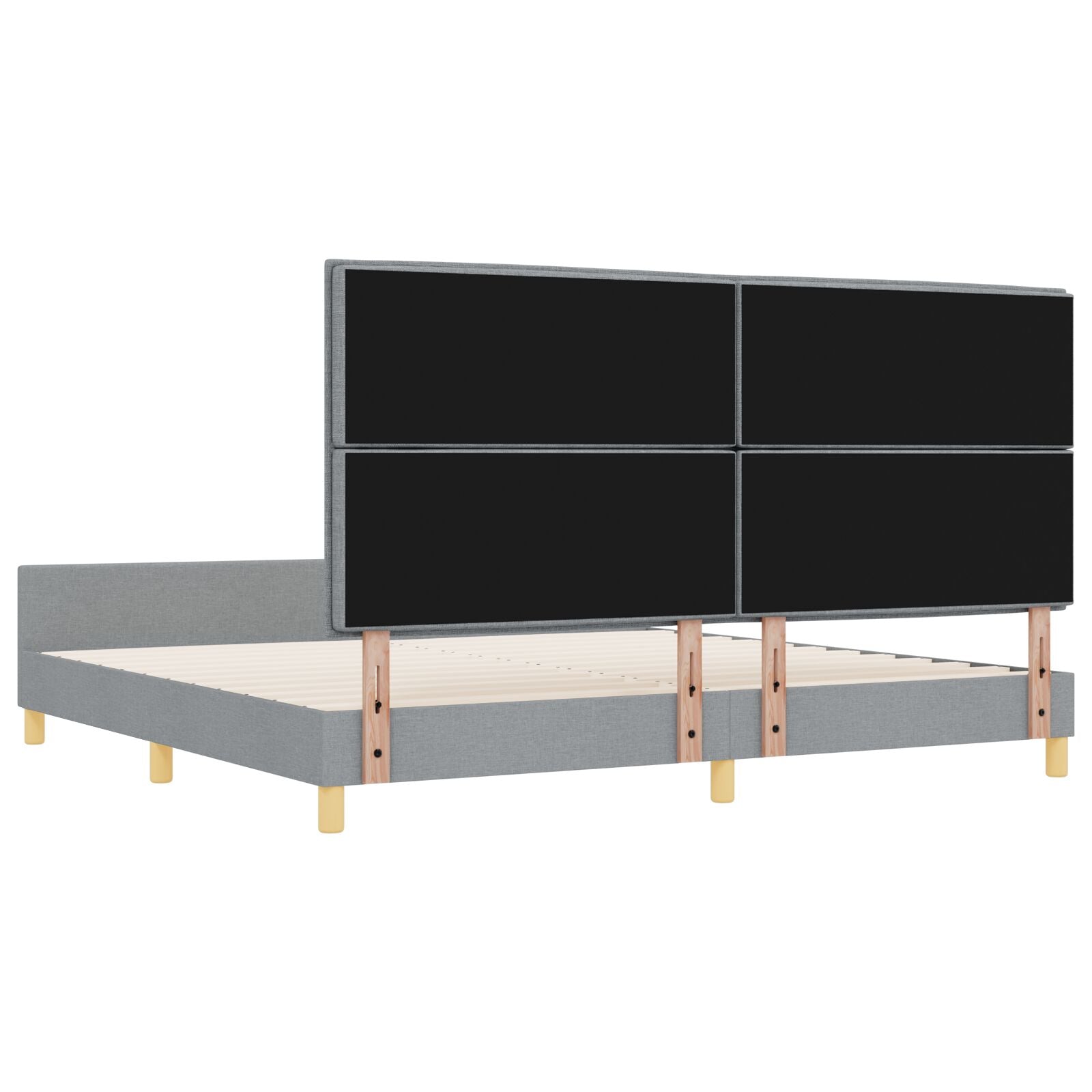Bedframe In Licht Grijs, 200X200 Cm, Stof Crème