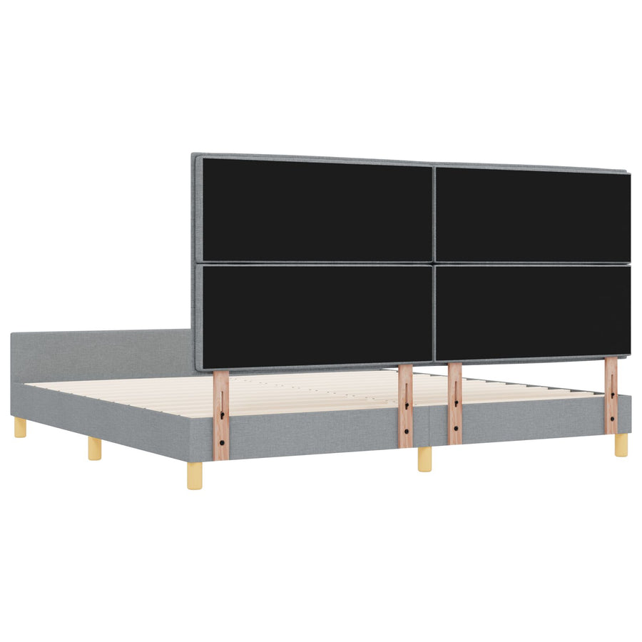 Bedframe In Licht Grijs, 200X200 Cm, Stof Crème