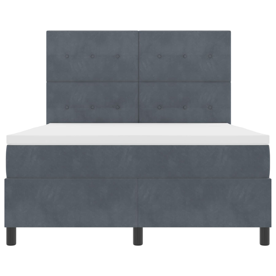 Boxspringbed Met Matras Donkergrijs 140X200 Cm Fluweel Blauw