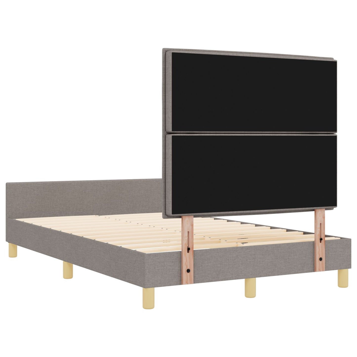 Taupe Stoffen Bedframe 140X190 Cm Crème