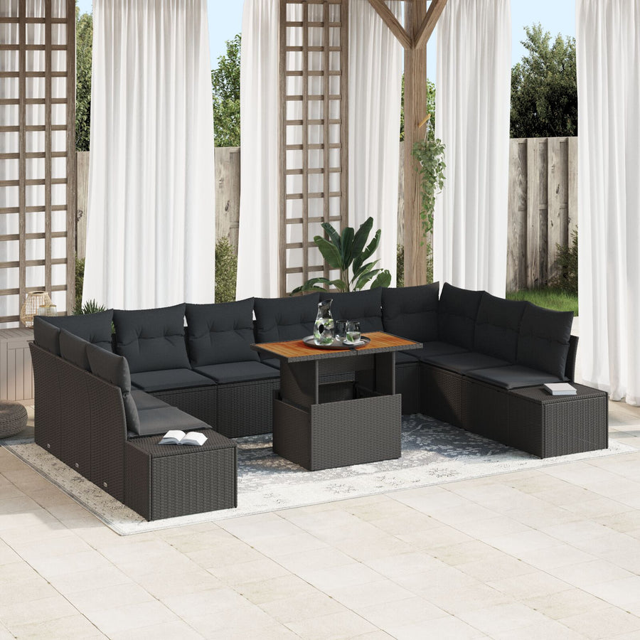 Tuin Sofa Set Set Van 11 Zwart Rattan 4-Zits Buiten Sofa