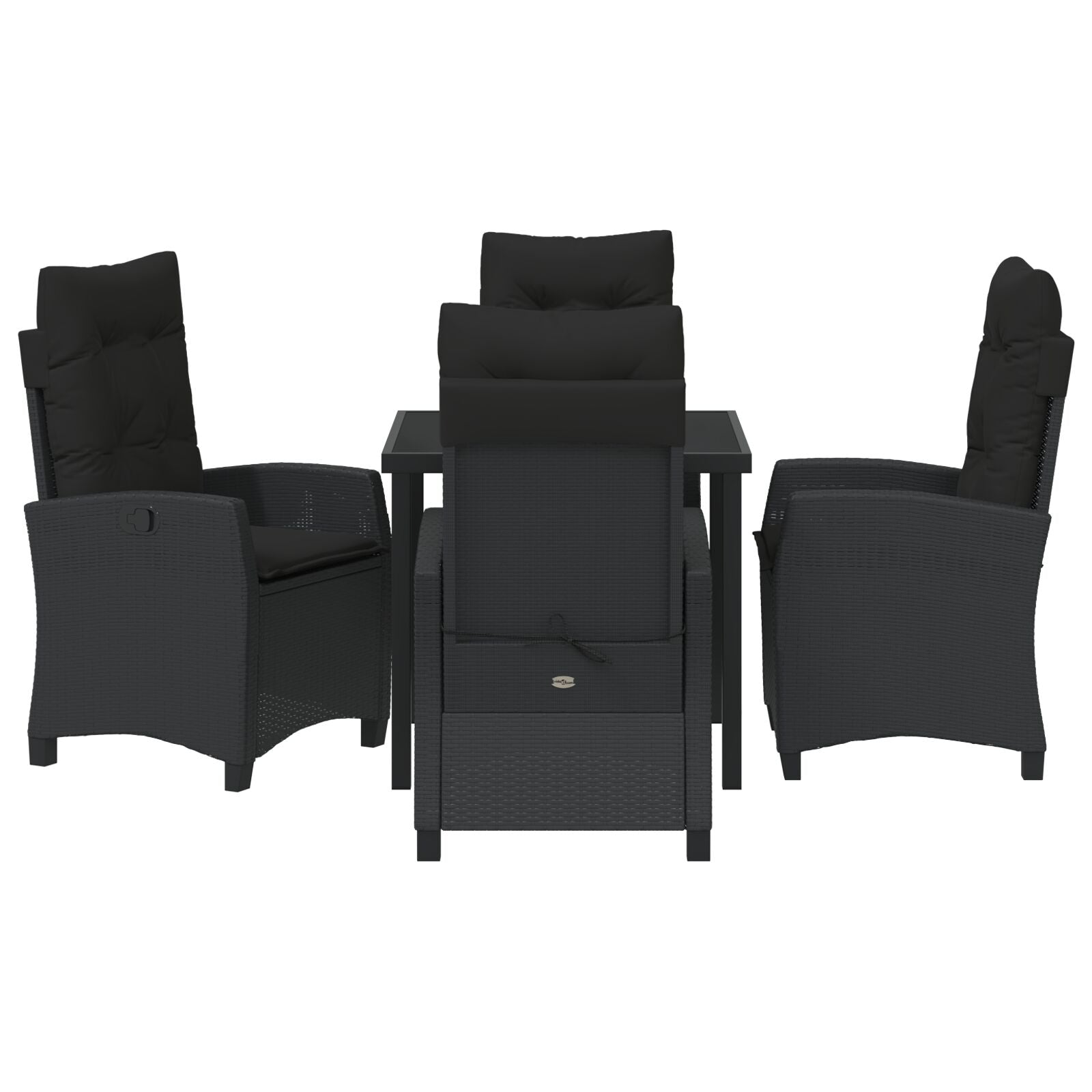5-Delige Tuinset Met Kussens Zwart Poly Rattan