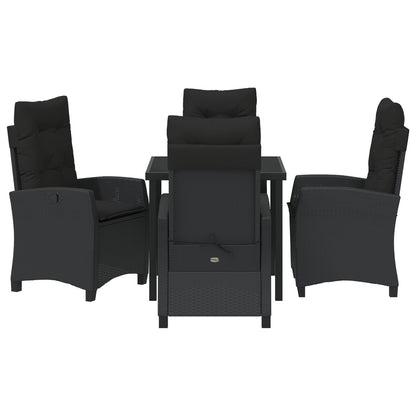 5-Delige Tuinset Met Kussens Zwart Poly Rattan