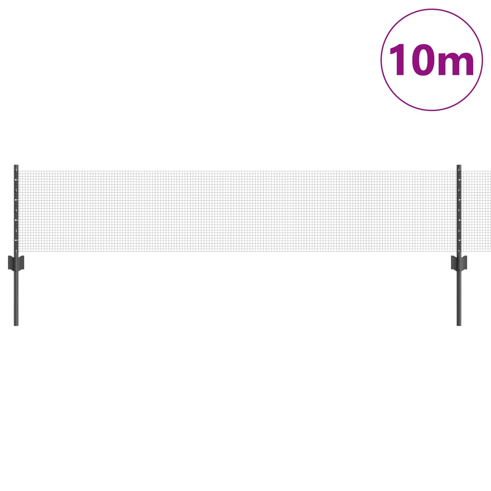 Gelast Draadhek Met 5 U Posts Grijs 0.4 X 10 M Staal