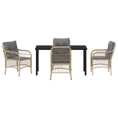 5-Delig Tuin Dining Set Met Kussens Beige Poly Rattan