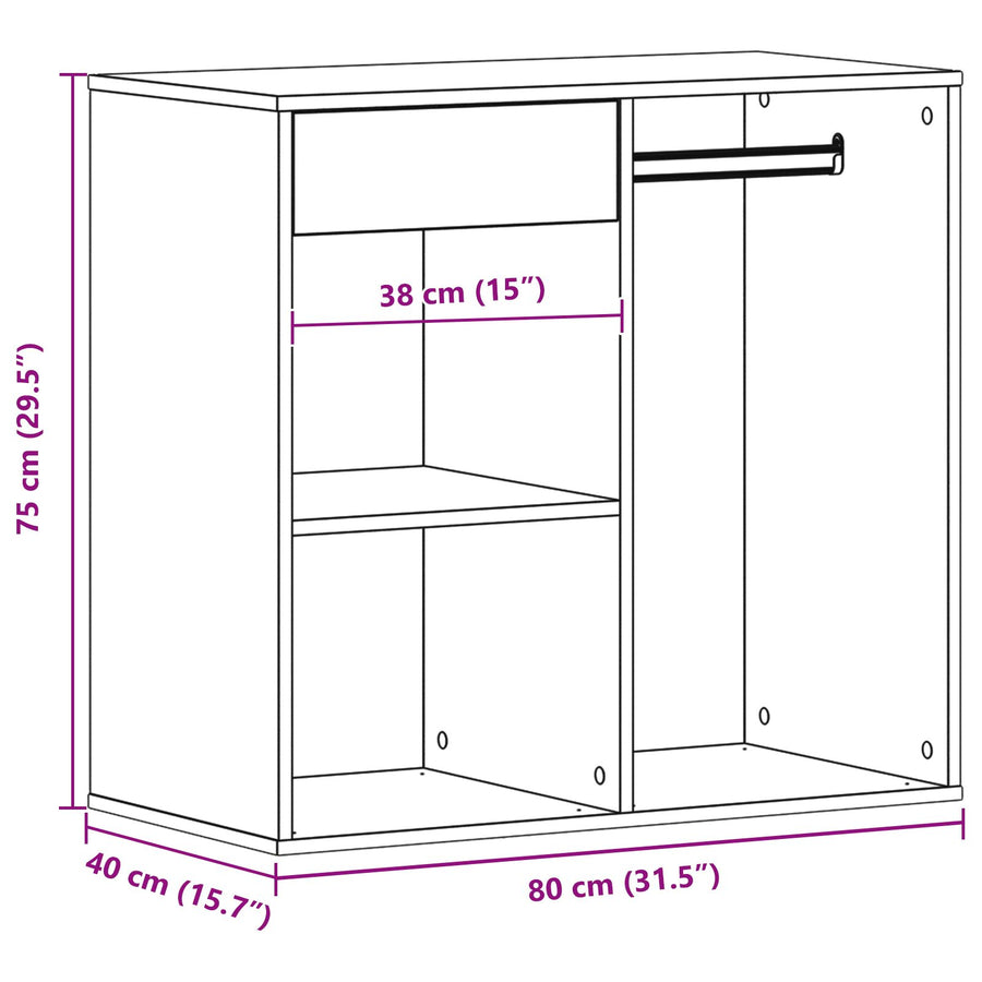 Zwarte Eiken Cosmetica Cabinet 80X40X75 Cm Gemaakt Van Bewerkt Hout