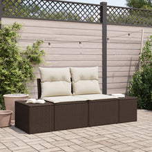 2-Persoons Tuinsofa & Kussens Poly Rattan Bruin en crème met opslag