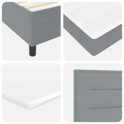 Boxspring Bed Met Matras & Bank Stof Lichtgrijs 90 x 200 cm Lijnen ontwerp