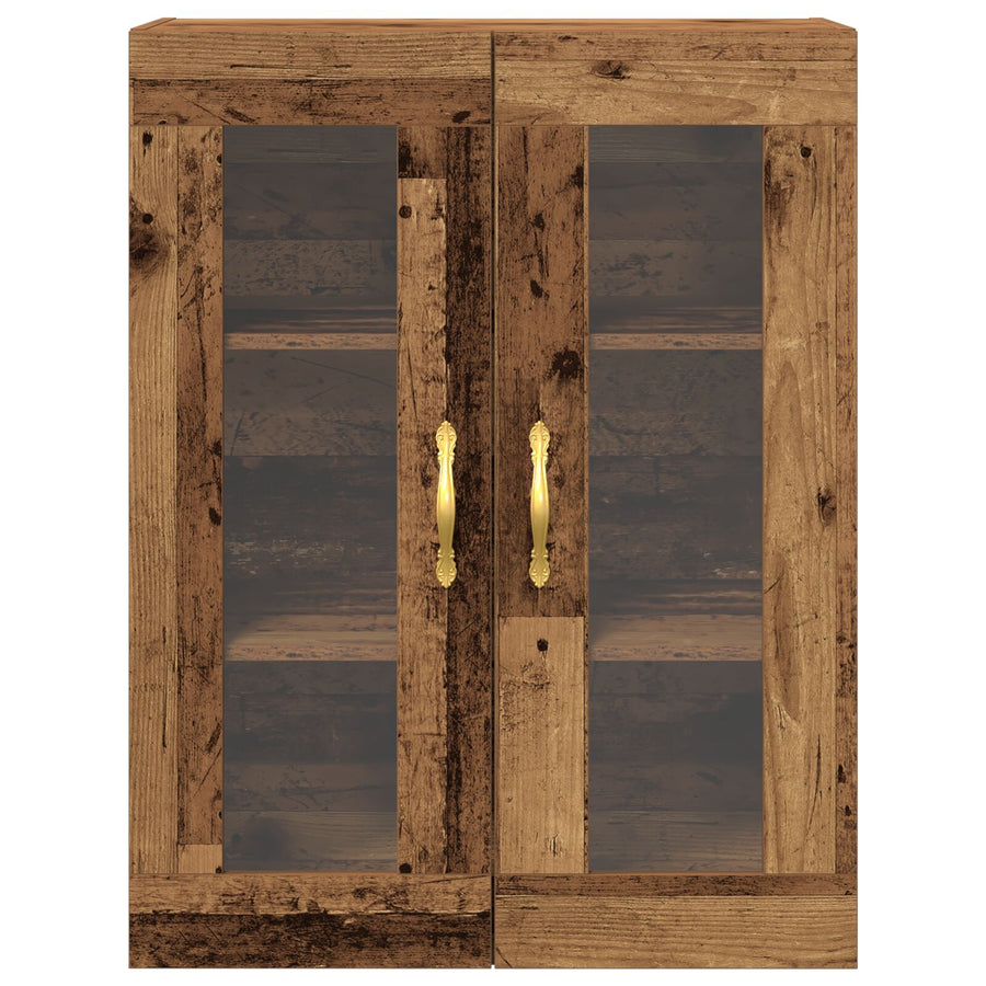 Wandkast Met Glazen Deuren Oud Hout 69,5X34X90 Cm