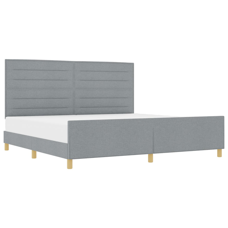 Bedframe In Licht Grijs, 200X200 Cm, Stof Crème