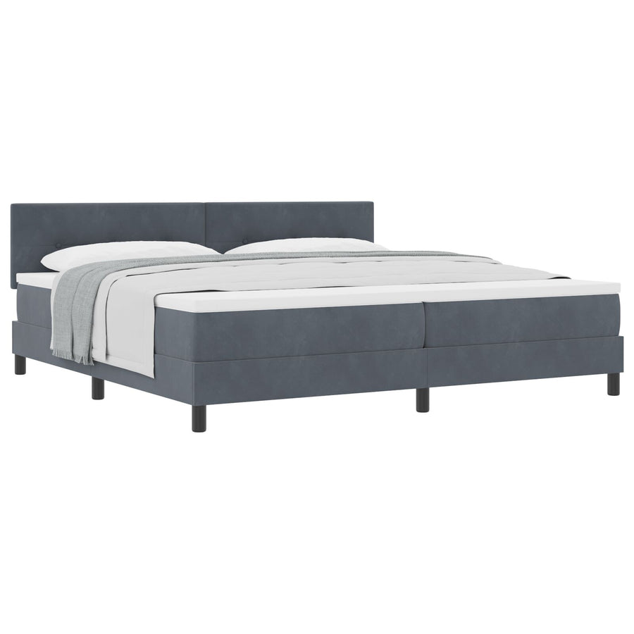 Boxspringbed Met Matras Donkergrijs 200X200 Cm Velvet Blauw