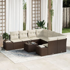 Garden Sofa Set with cushions 9 pcs Brown poly rattan