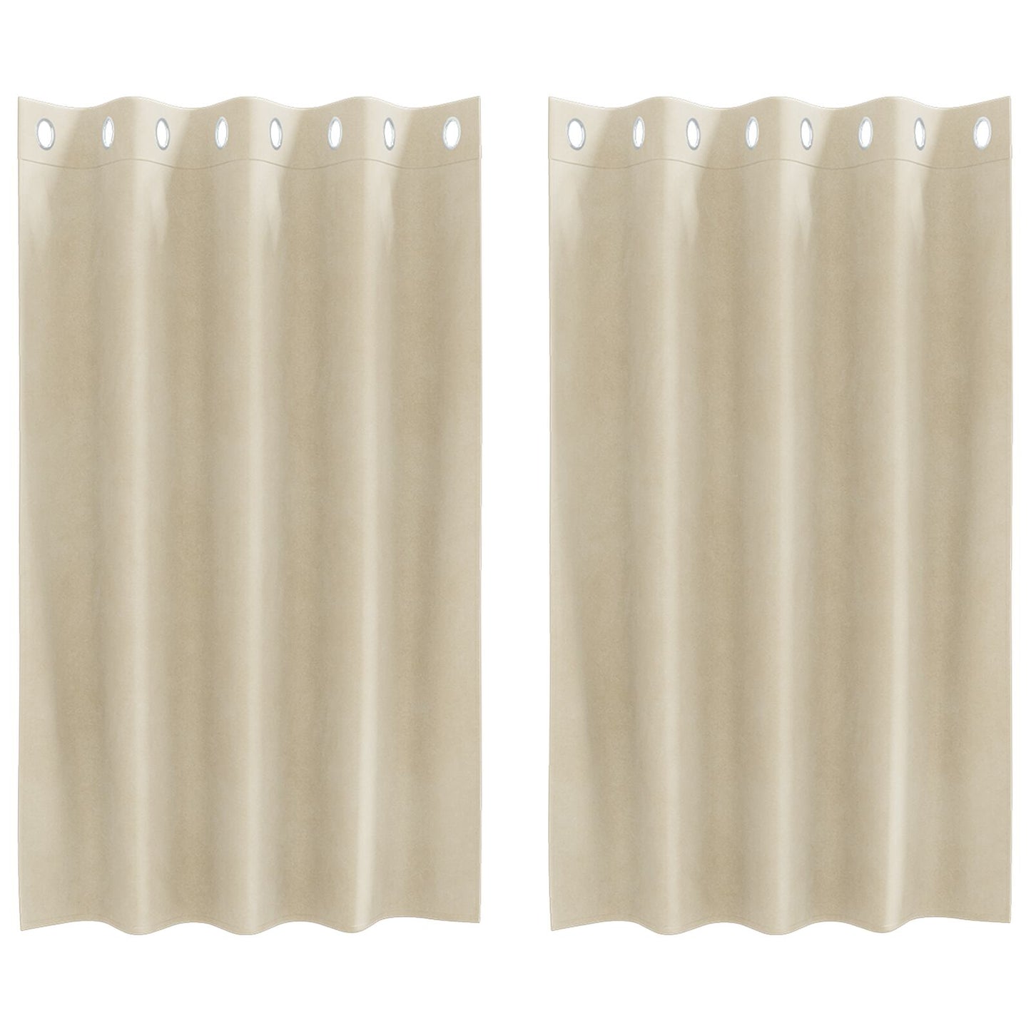 Zwarte Outdoorgordijnen Met Ringetjes 2 Stuks Velours Crème 140 x 140 cm met oogjes
