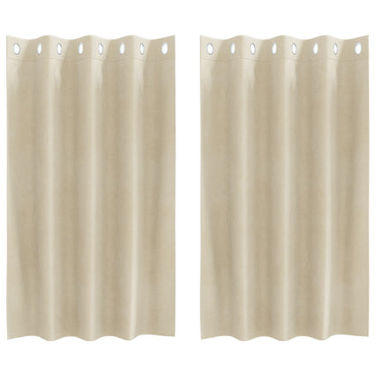 Zwarte Outdoorgordijnen Met Ringetjes 2 Stuks Velours Crème 140 x 140 cm met oogjes