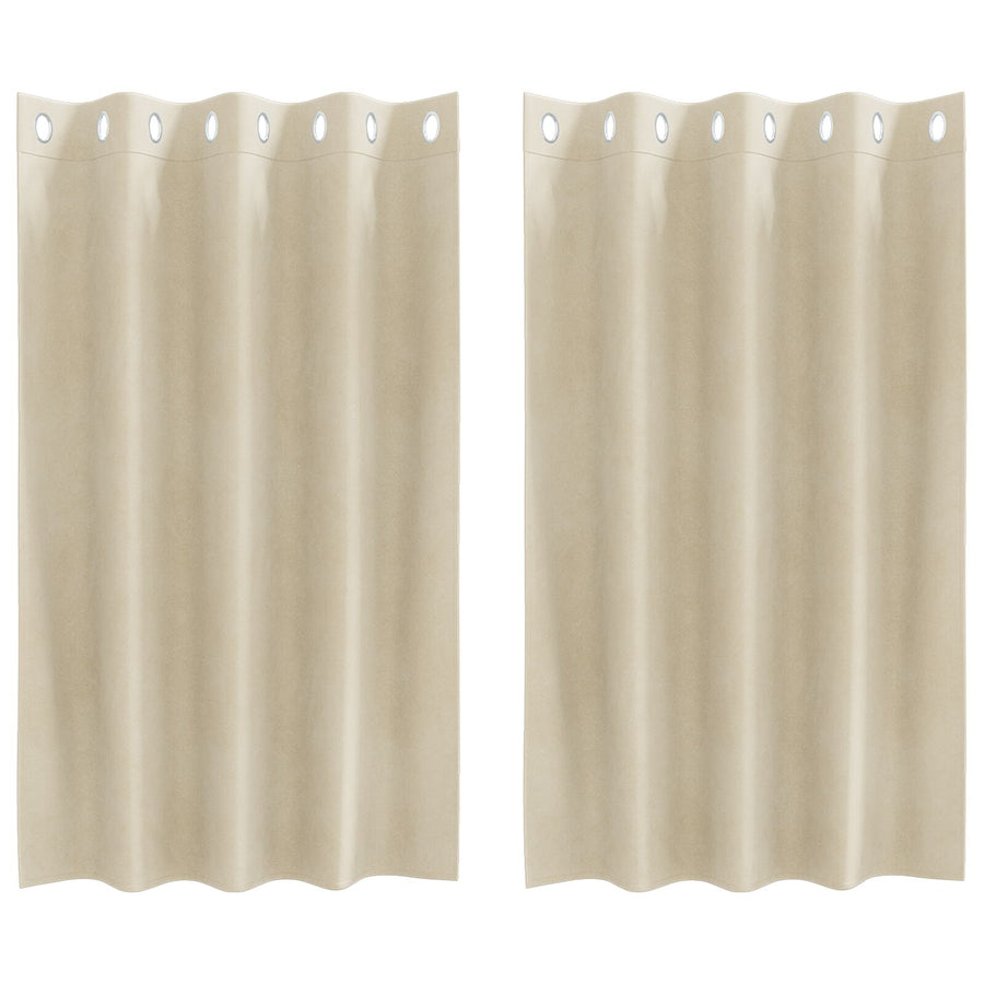 Zwarte Outdoorgordijnen Met Ringetjes 2 Stuks Velours Crème 140 x 140 cm met oogjes