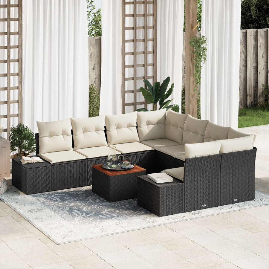 Tuin Sofa Set Set Van 9 Zwart En Crème