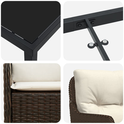 5-Delige Tuin Eetset Met Kussens Bruine Poly Rattan