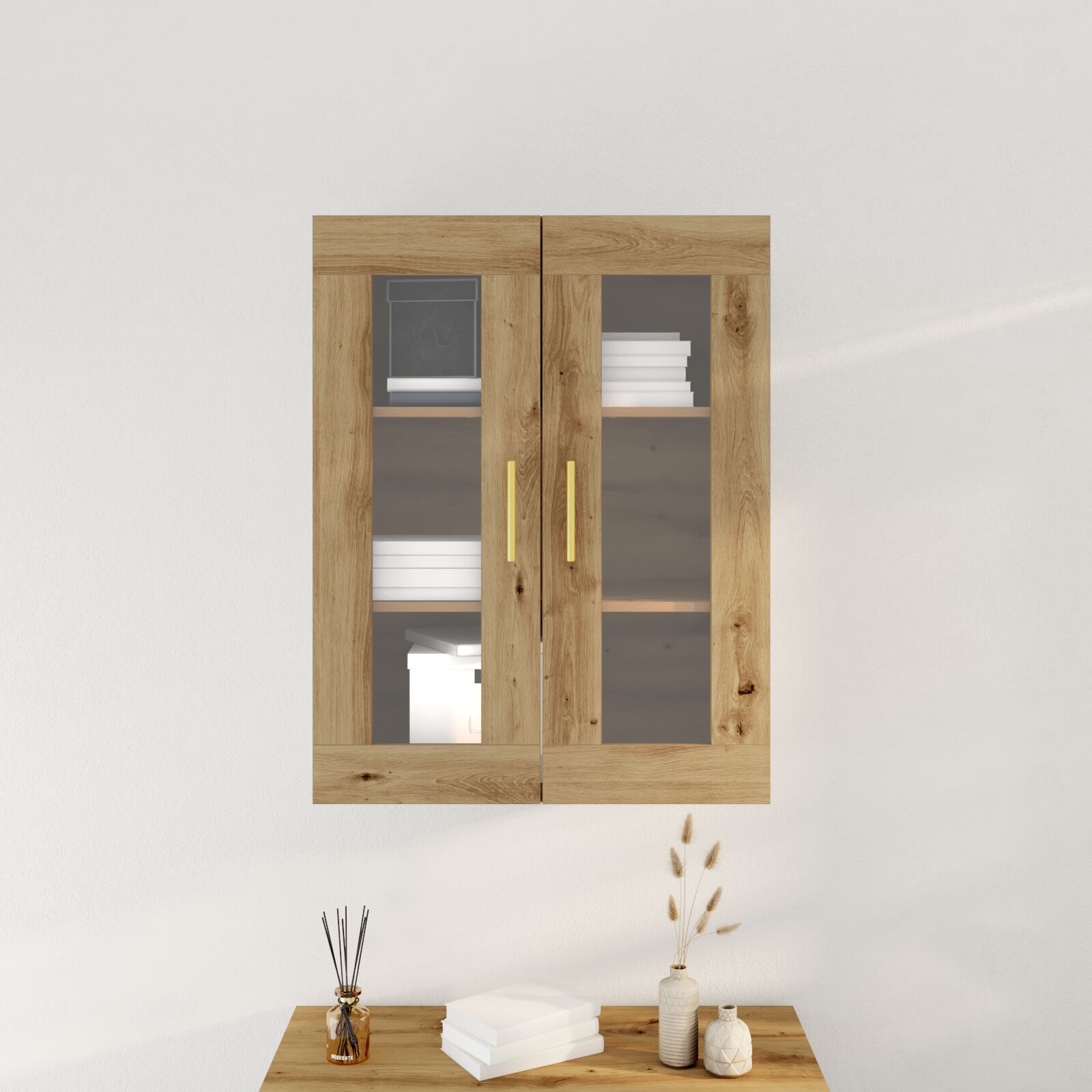 Wandkast Met Glazen Deuren Artisan Eiken 69,5X34X90 Cm