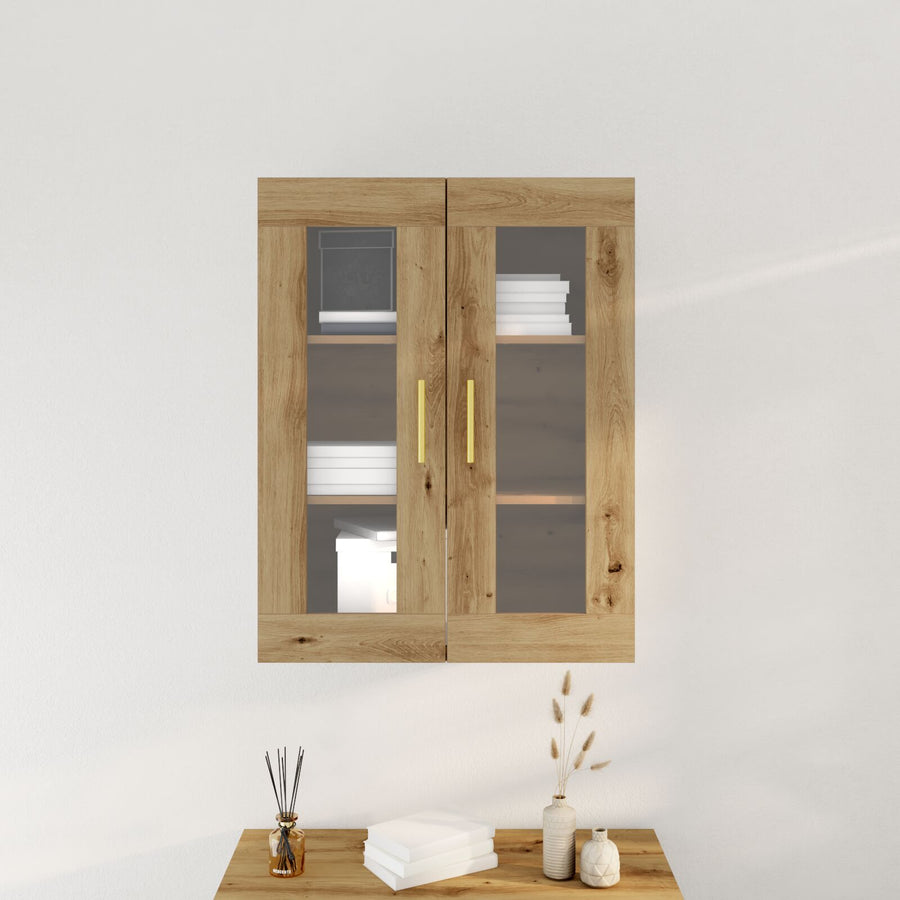 Wandkast Met Glazen Deuren Artisan Eiken 69,5X34X90 Cm