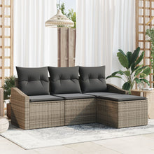 4-Delige Tuin Sofa Set Met Kussens Grijs Poly Rattan Gegalvaniseerd Staal