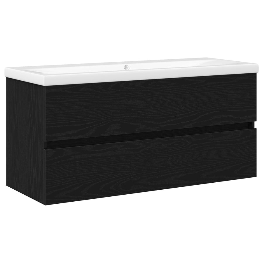 Wastafel Kast Met Ingebouwde Wastafel Zwart Eik Gefabriceerd Hout