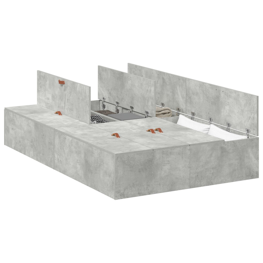 Opbergbedframe Beton Grijs 120 x 190 cm