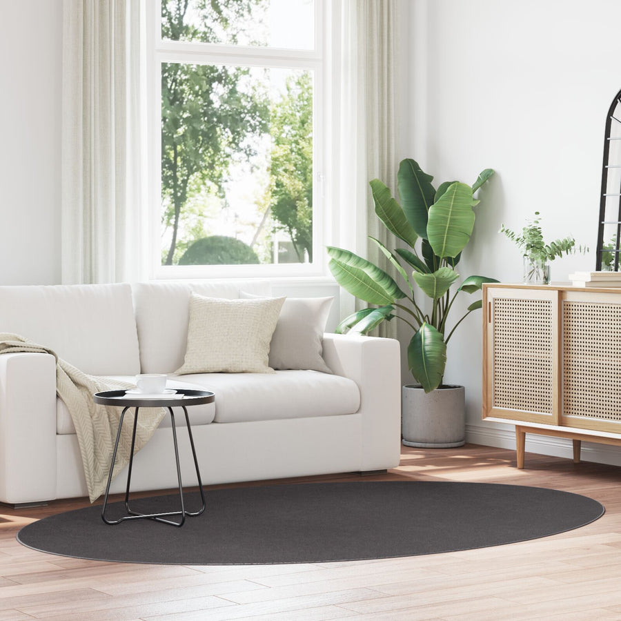 Kleden Polyester Accentkleed Rond Anthraciet 160 x 230 cm