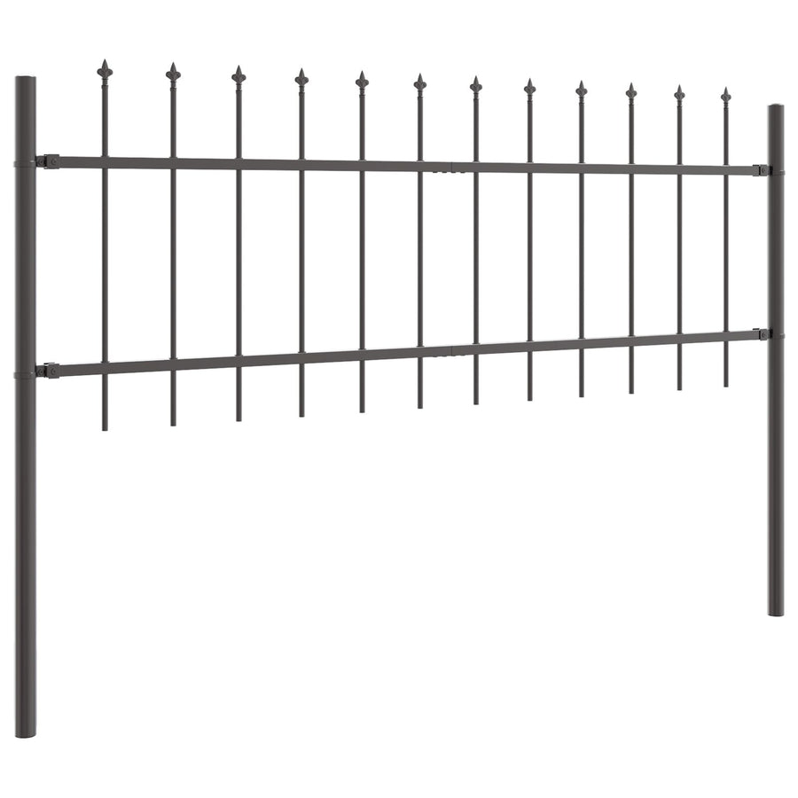 Tuinhek Met Spitse Top 6,8X0,6 M Staal Grijs 0.6 m 6.8 m