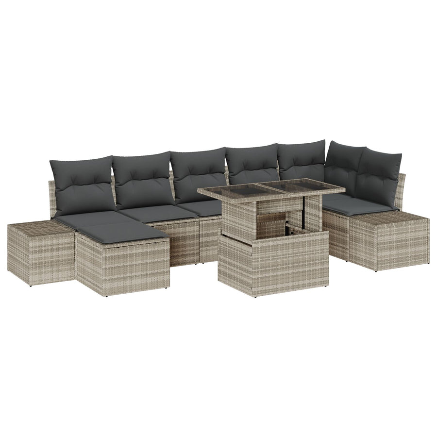 Tuin Sofa Set Set Van 8 Grijs Rattan En Stof Tuin Hoekbank