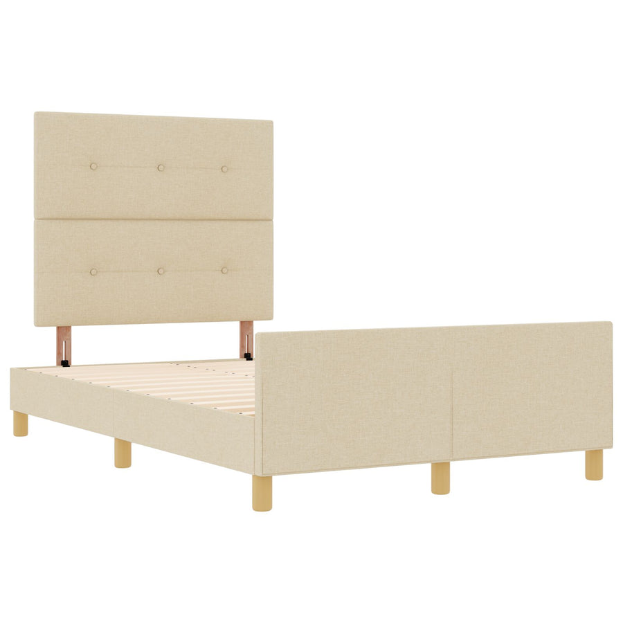 Bedframe In Crème, 120X190 Cm, Gemaakt Van Stof Crème