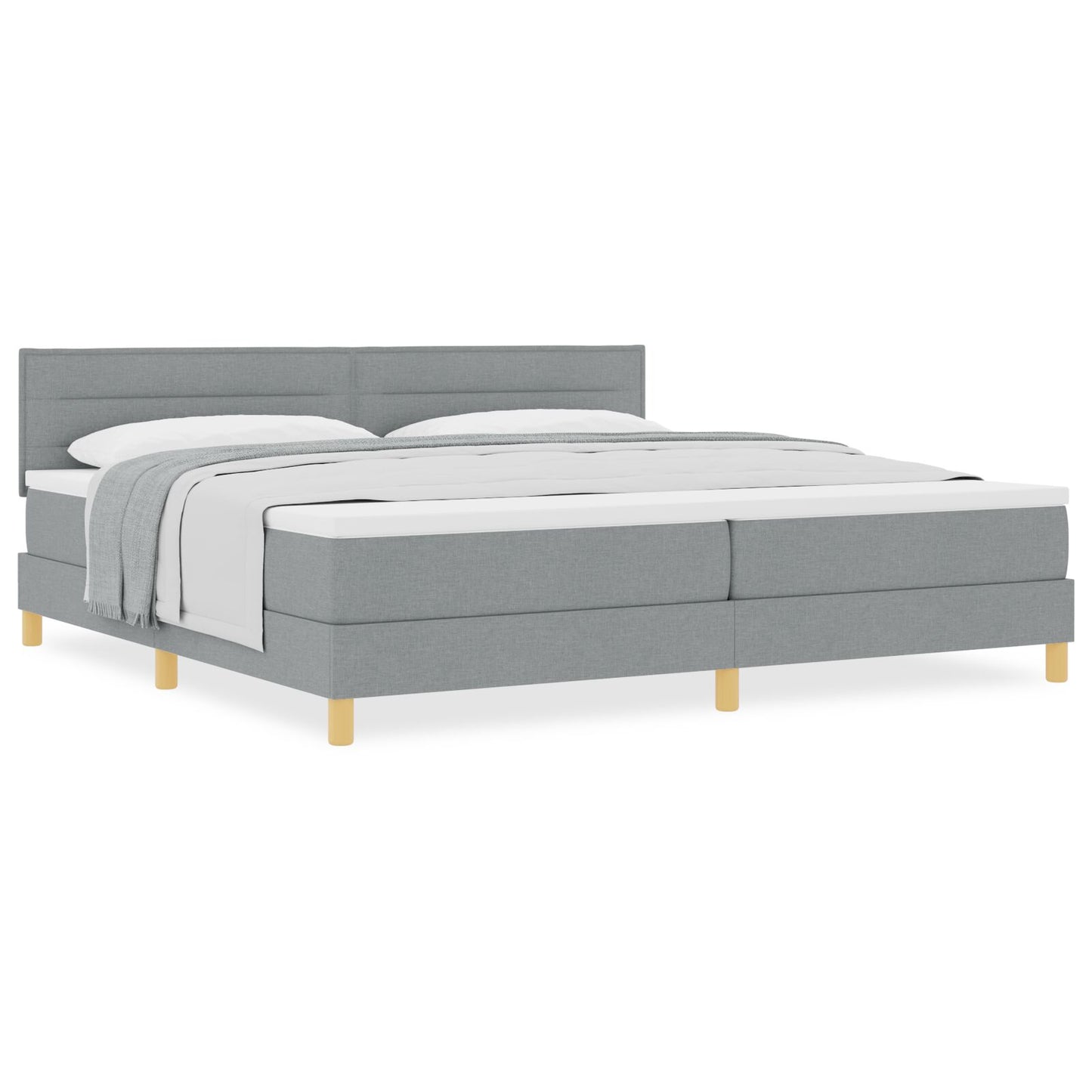Boxspringbed Met Matras Stof Lichtgrijs 200 x 200 cm Lijnen ontwerp