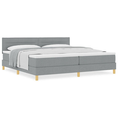 Boxspringbed Met Matras Stof Lichtgrijs 200 x 200 cm Lijnen ontwerp