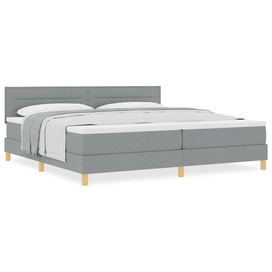 Boxspringbed Met Matras Stof Lichtgrijs 200 x 200 cm Lijnen ontwerp