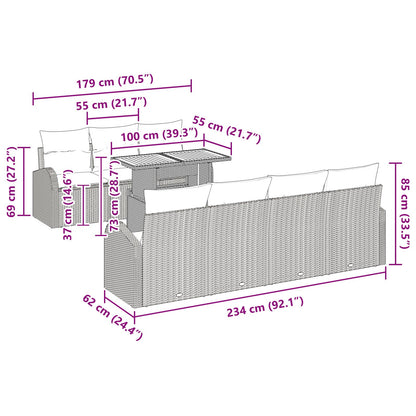 Tuin Sofa Set Set Van 8 Grijs Rattan Tuin Eettafel Set