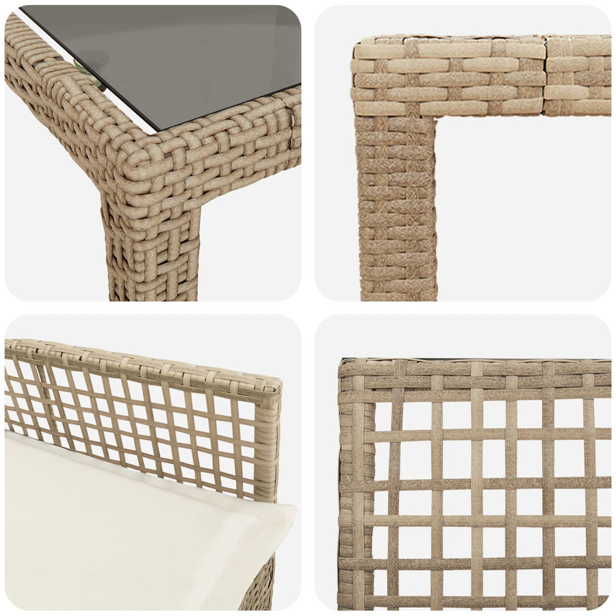 9-Delige Tuin-Dining Set Met Kussens Beige Poly Rattan
