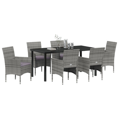 7-Delige Tuin Eetset Grijs Poly Rattan