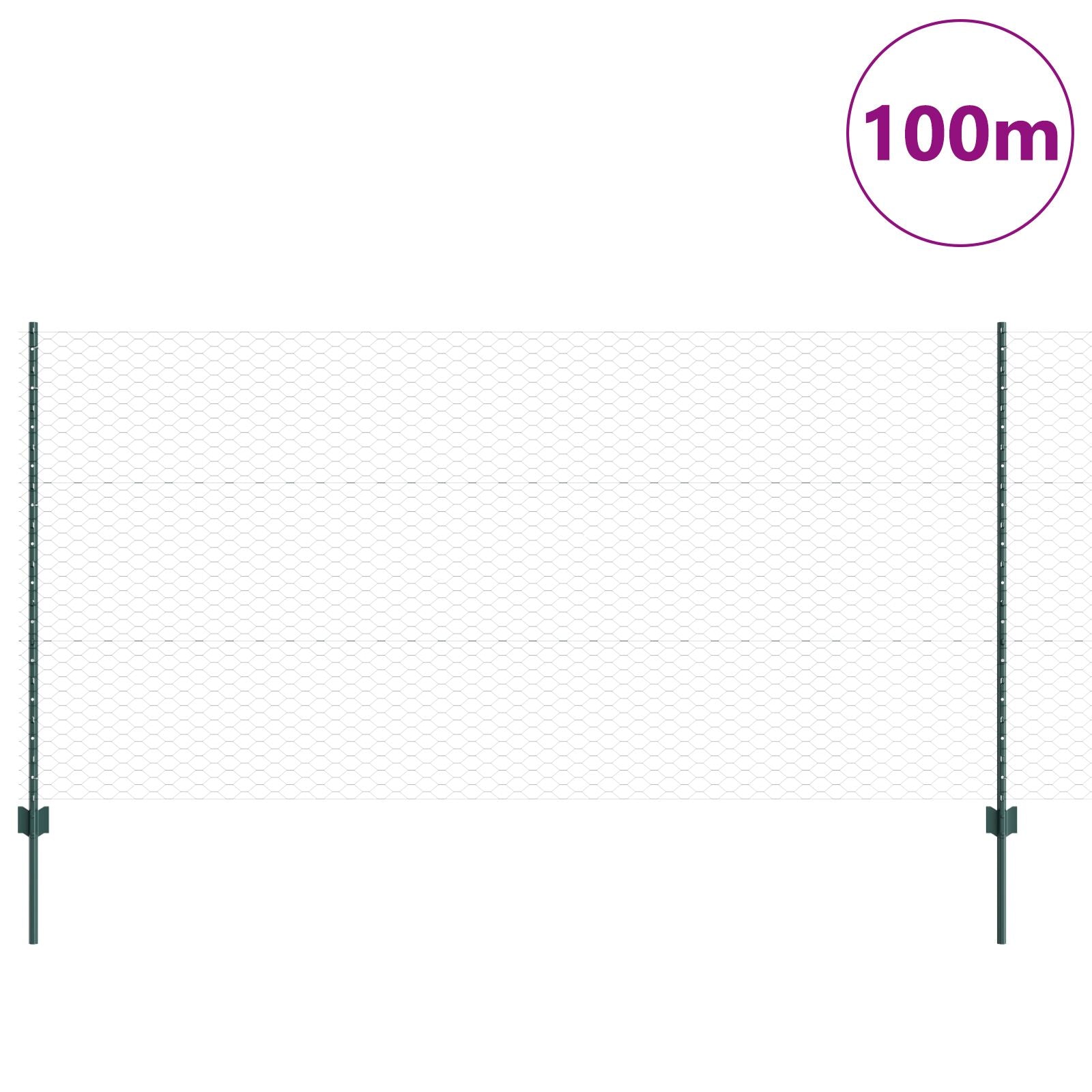 Fence Posts 11 Stuks U-Channel Groen 120 Cm Staal,  Zeshoek Fence Groen 1.2X100 M Staal