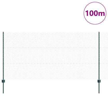 Fence Posts 11 Stuks U-Channel Groen 120 Cm Staal,  Zeshoek Fence Groen 1.2X100 M Staal