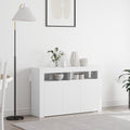 Dressoir met LED-striplichten Wit 116 x 30 x 75 cm Bewerkt hout